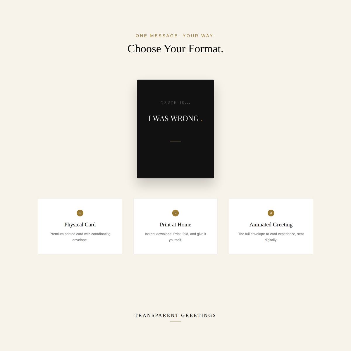 I Was Wrong. — physical, print-at-home, and animated formats